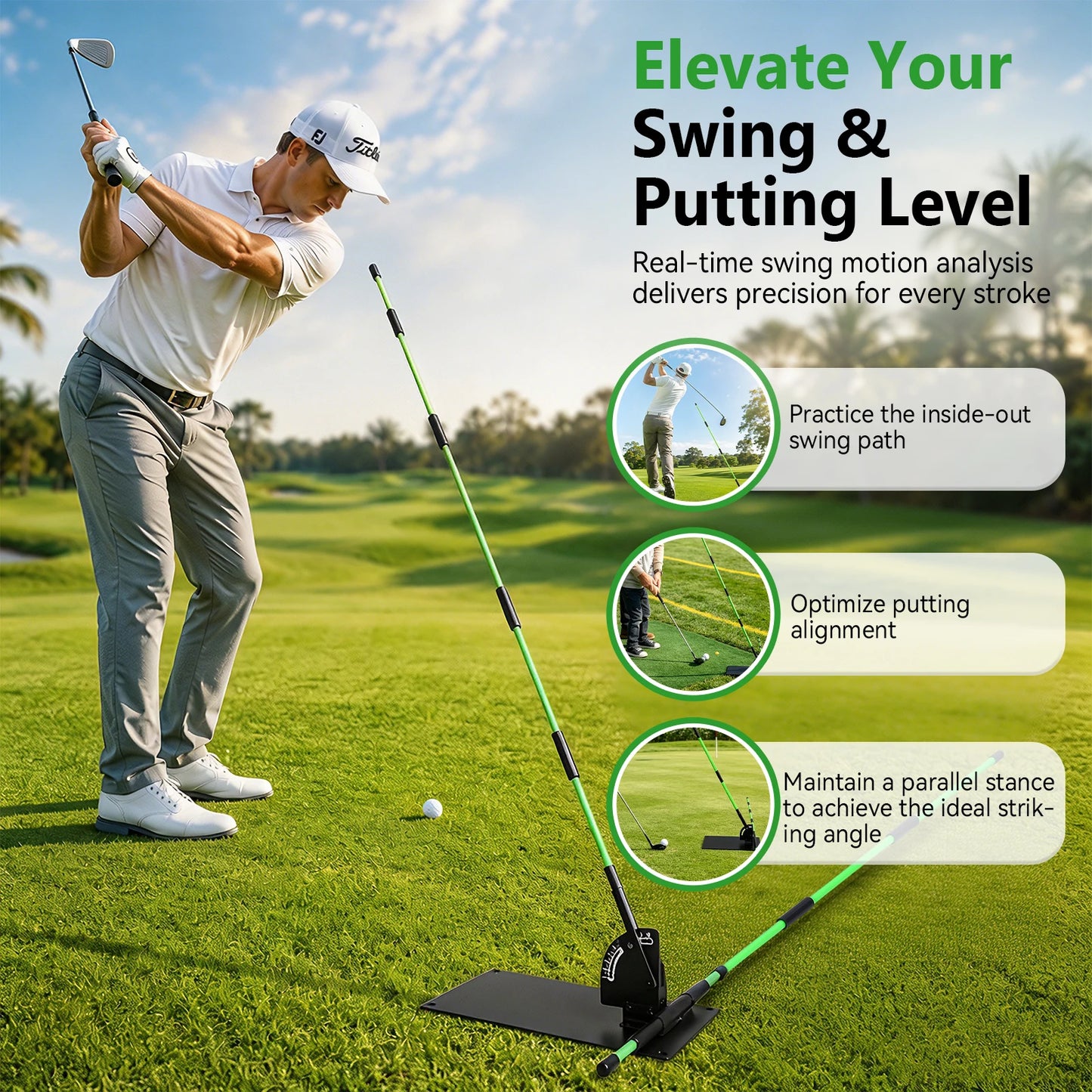 Golf Schwungbahntrainer inkl. Alignment Sticks – Deine Schwungebene wird sichtbar