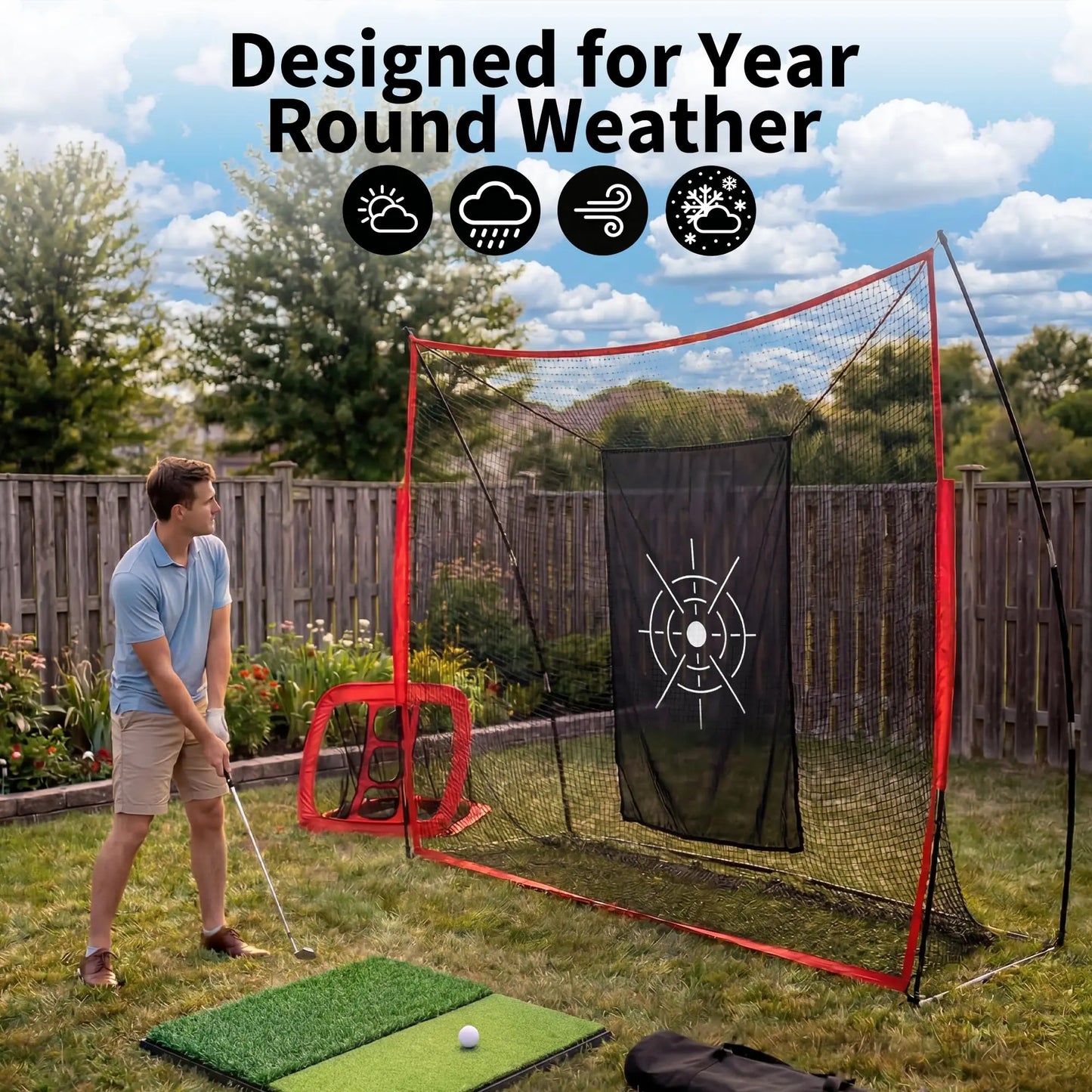 Golf Übungsnetz 3x2m Komplett-Set – Vollschwung & Chipping zu Hause
