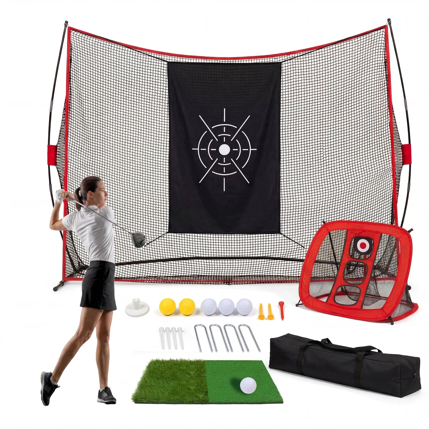 Golf Übungsnetz 3x2m Komplett-Set – Vollschwung & Chipping zu Hause
